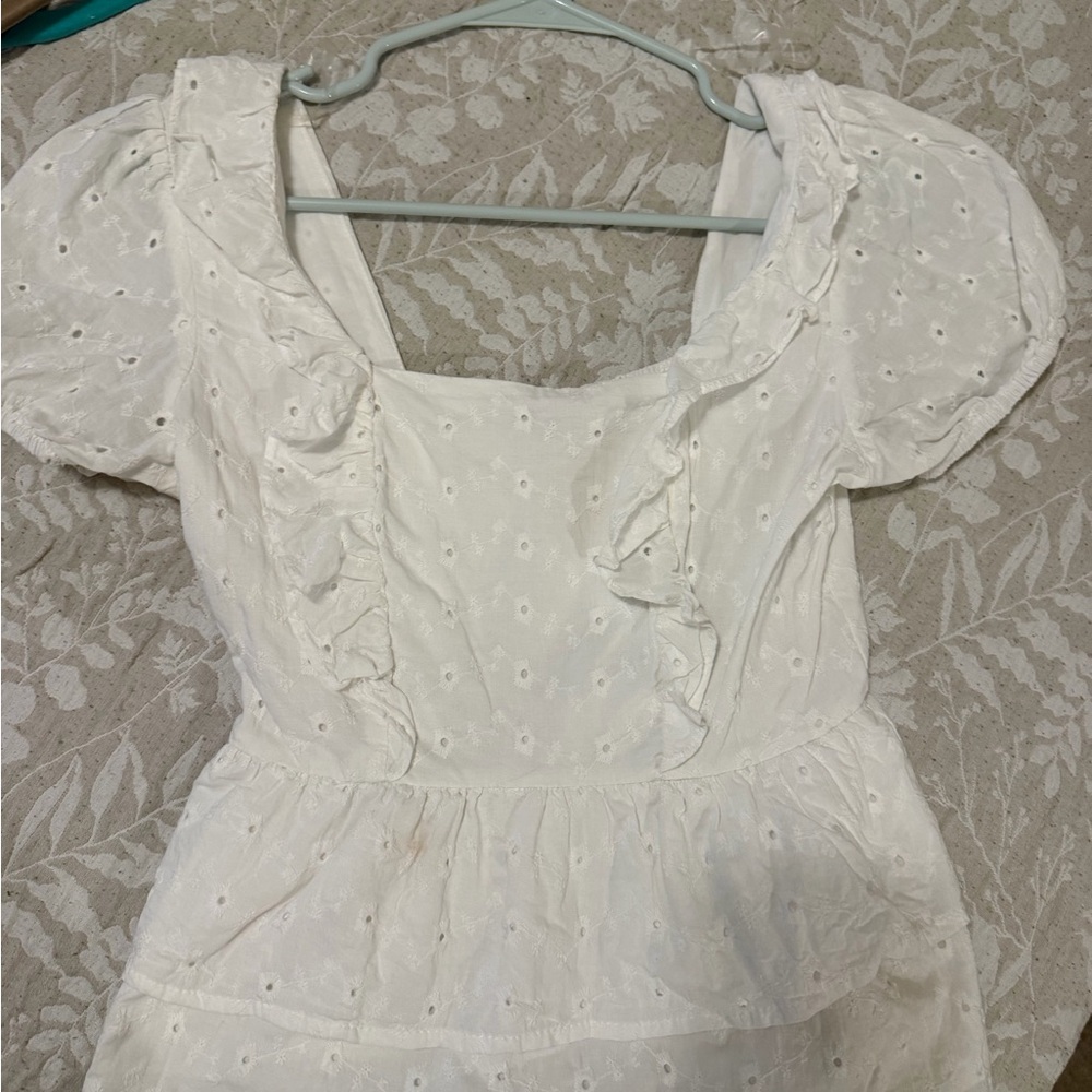 White Eyelet Ruffle Top